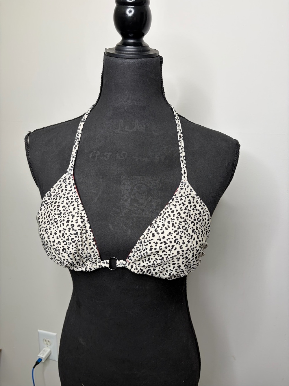 Leopard Print reversible red and black Triangle Bikini Top